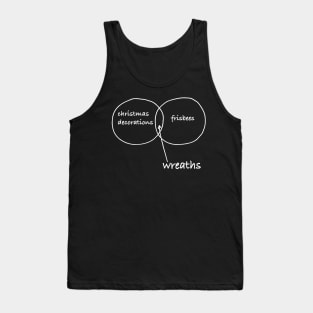 Christmas Presents vs. Frisbees and Wreaths Venn Diagram Tank Top